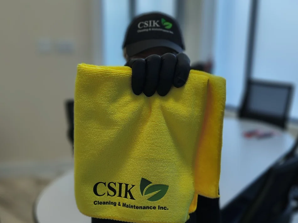 CSIK branded microfiber cloth used for janitorial services